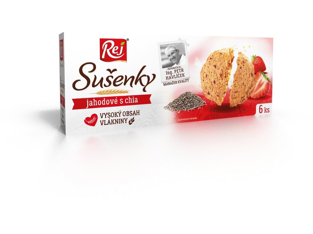 Sušenky jahodové  s chia  120g REJ